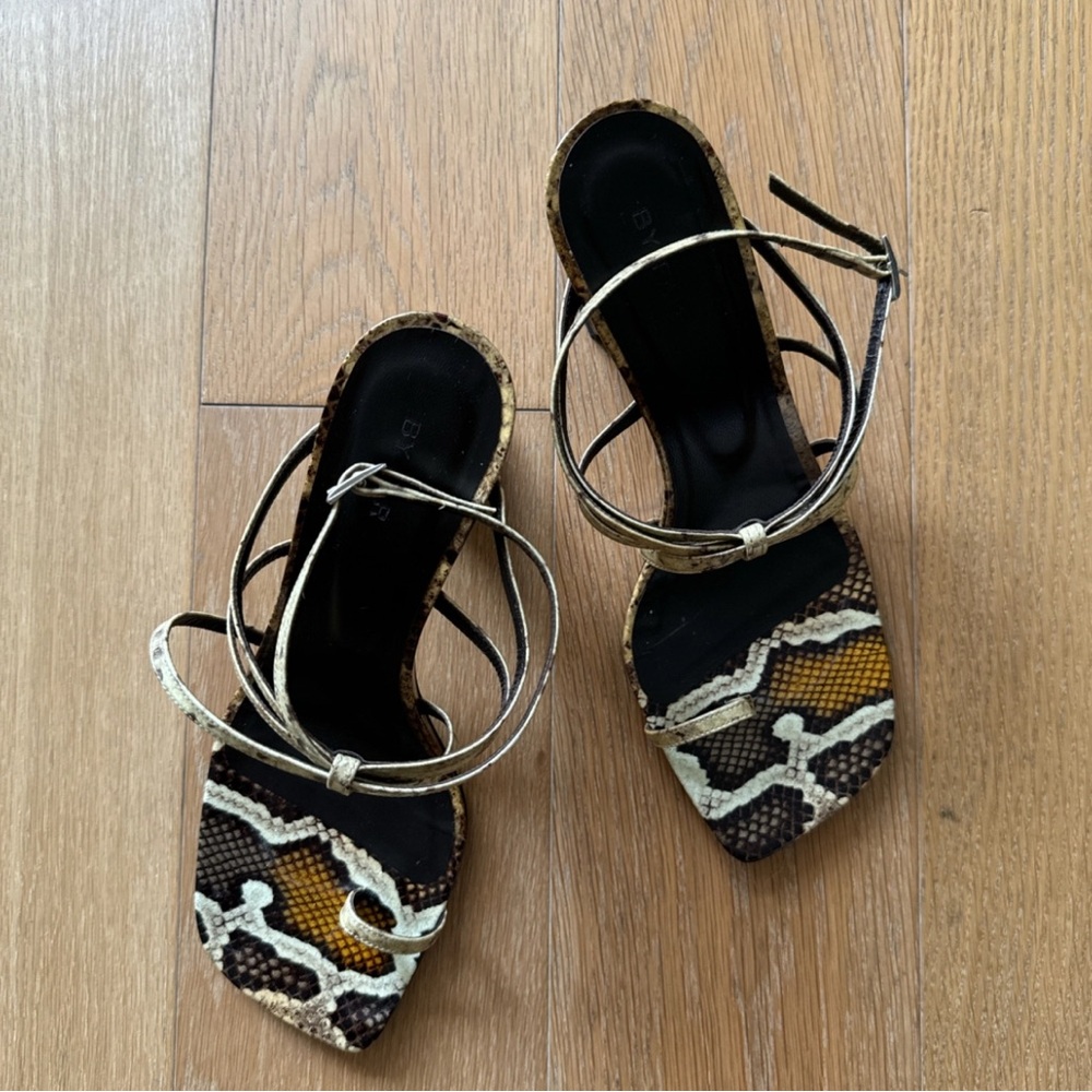 BY FAR Printed Strappy Sandals